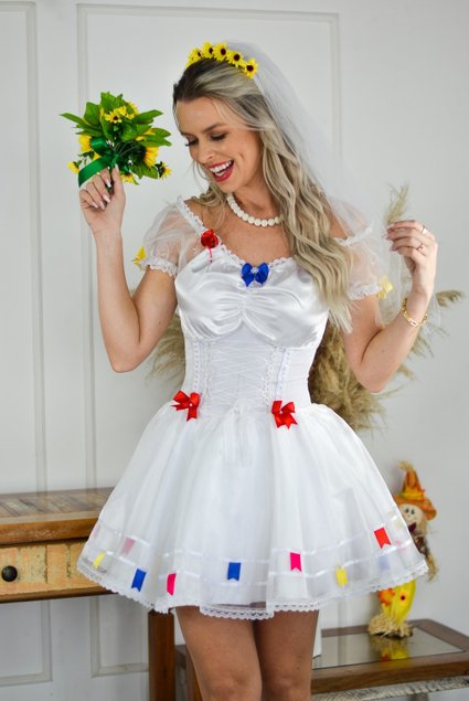 Vestido Luxo Adulto Vestido Junino De Noiva Caipira Chic Hellen