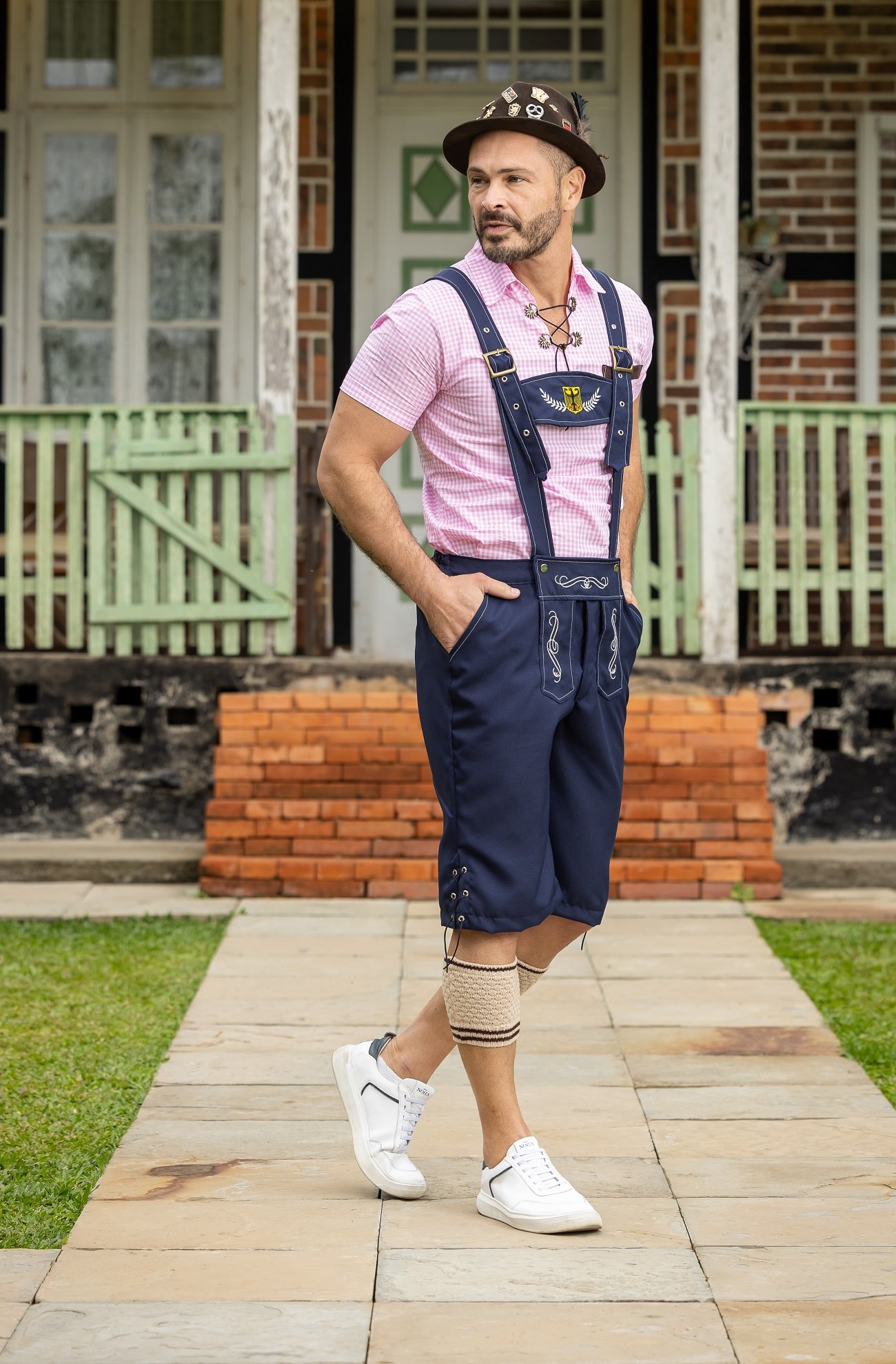 Lederhosen (bermuda) Masculina Alfaiataria Azul Marinho - Tom (sem