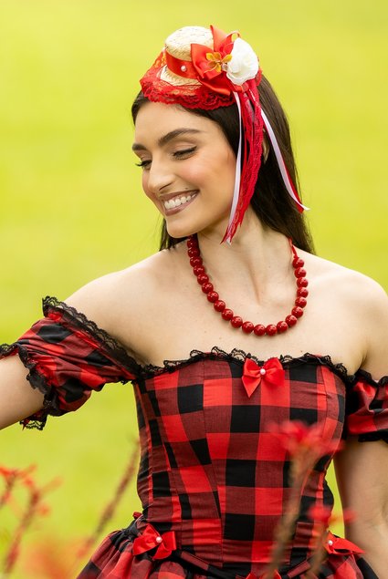 Tiara Luxo Festa Junina Vermelha Soraia